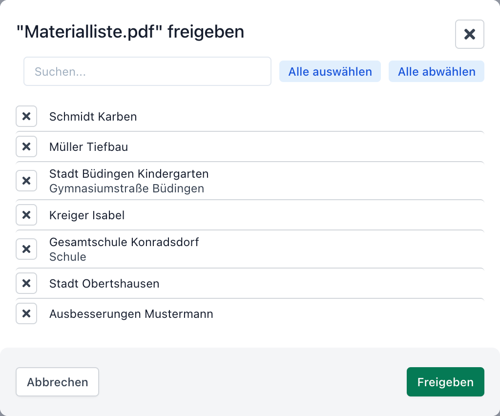 Dokument freigeben