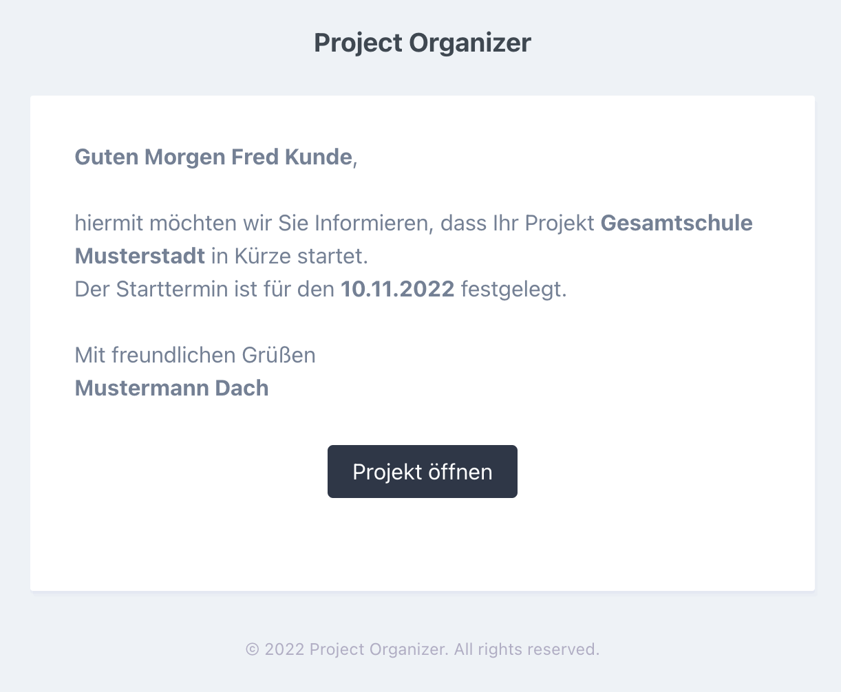 E-Mail zum Projektstart